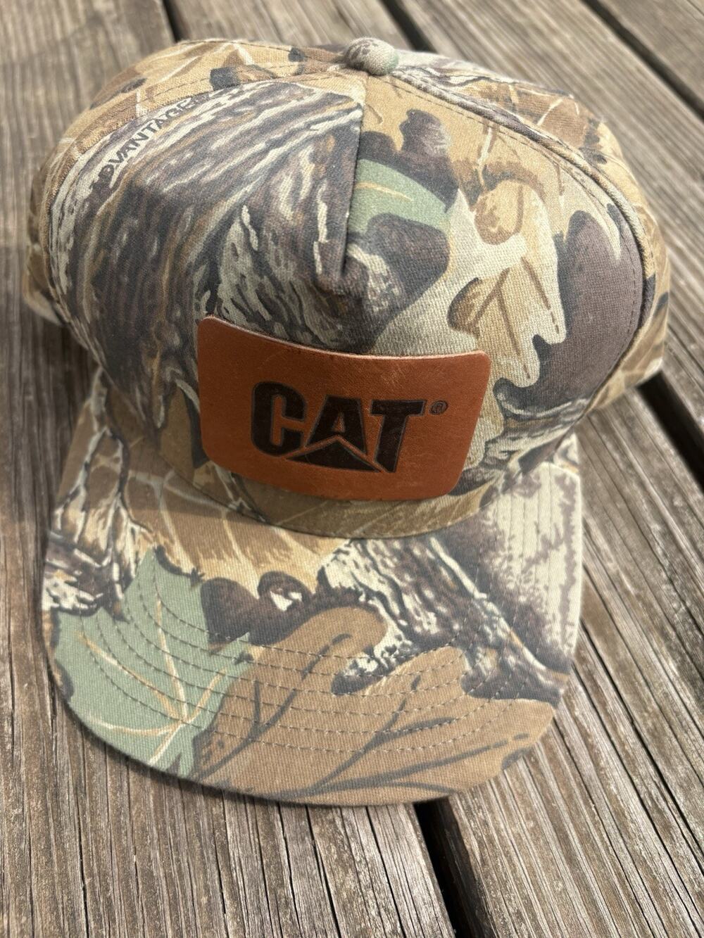 Vintage Advertising 80s Camouflage CAT Caterpillar Equipment Cap Hat Camo Realtr